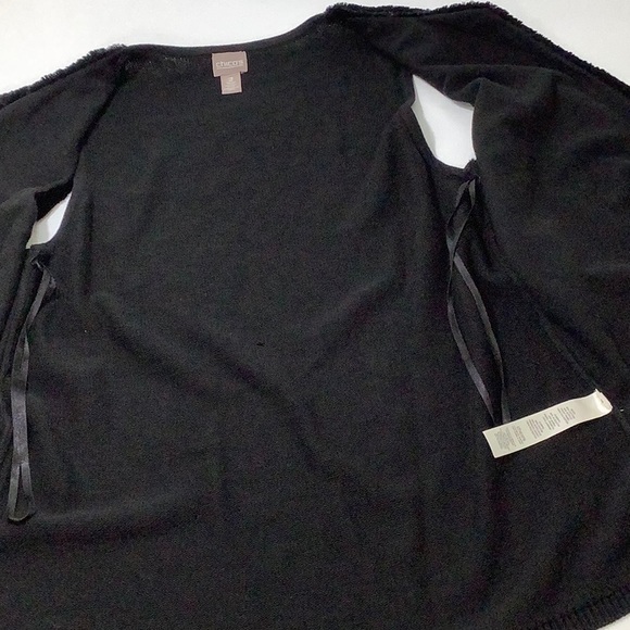 Chico’s 2 faux fur sweater back black vest size Large EUC - Picture 7 of 13